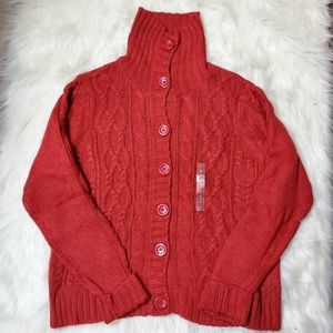 St. John Bay Red Botton Down Cardigan